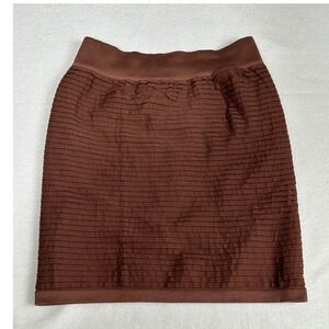 Aura Brown Textured Knit Mini Skirt Womens‎ S/M Bodycon Ribbed Casual